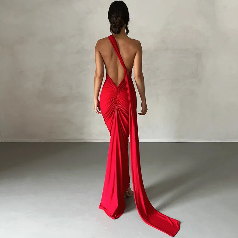 Elegance One Shoulder Maxi Dress.