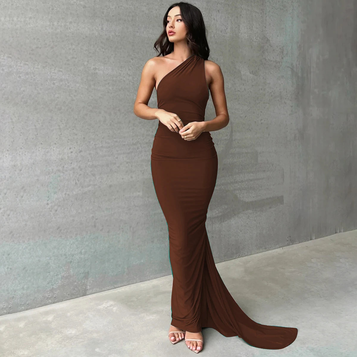Elegance One Shoulder Maxi Dress.