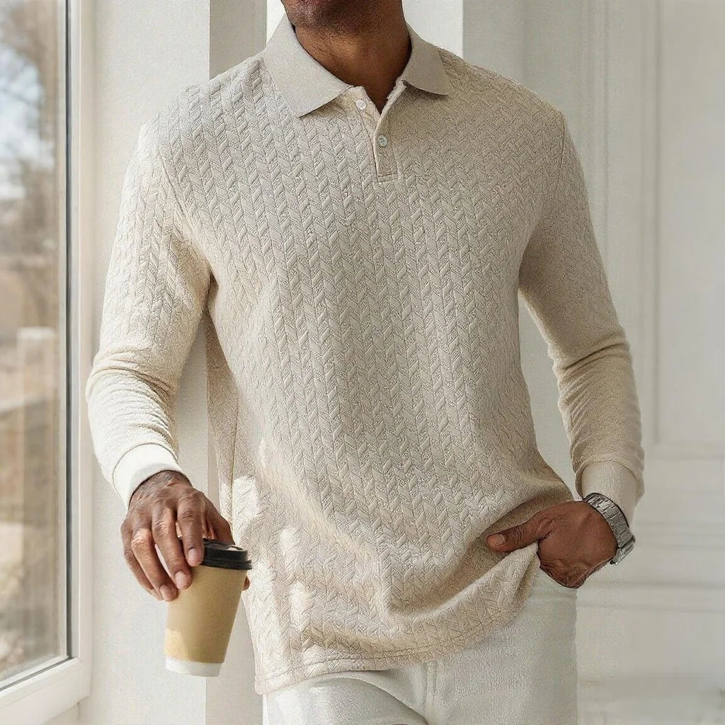 Men's Knit Long sleeve Polo Shirt