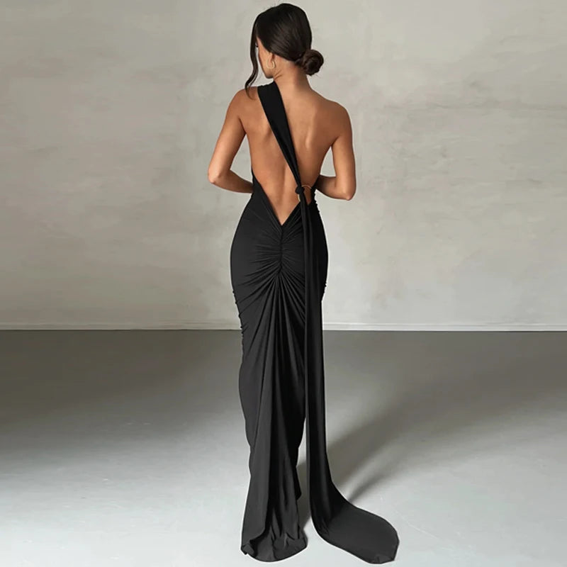 Elegance One Shoulder Maxi Dress.