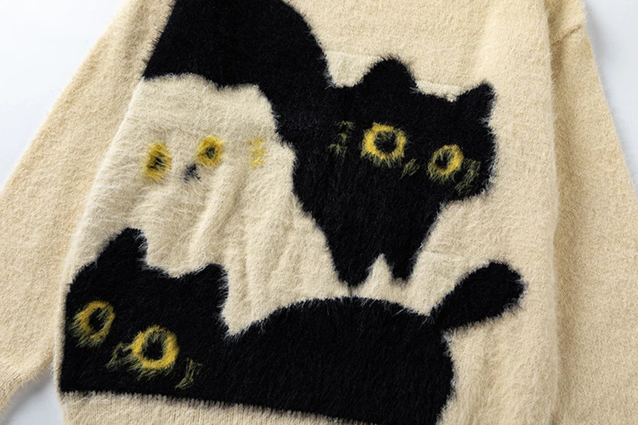 Vintage Knit Cat Sweater