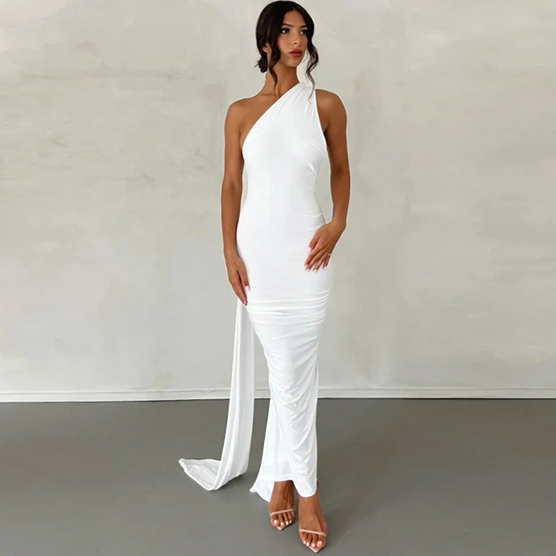 Elegance One Shoulder Maxi Dress.