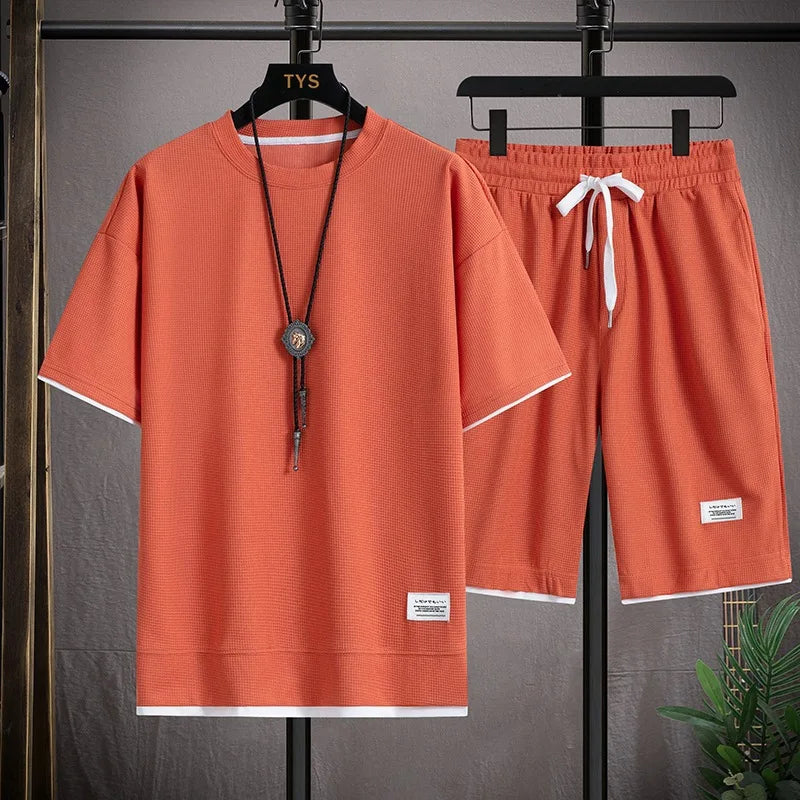 Men's Waffle T-Shirt & Shorts Set