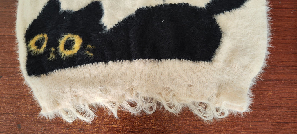 Vintage Knit Cat Sweater